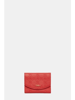 Vakko Red Monogram Leather Wallet
