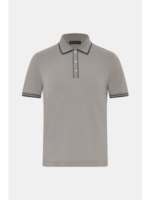 Vakko Buttoned Polo Collar Short Sleeve T-Shirt