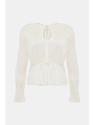 By Malene Birger By Malene Bırger Cream Long-Sleeve Blouse