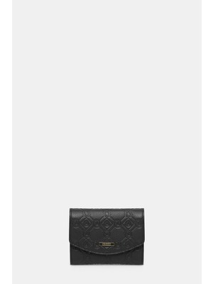 Vakko Black Monogram Leather Wallet