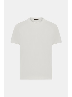 Vakko Ecru Round Neck Short Sleeve T-Shirt