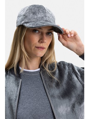Vakko By Peserıco Grey Chain Detail Velvet Hat