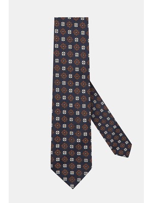 Vakko Brown Motif Silk Tie