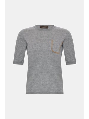 Vakko By Fabıana Fılıppı Grey Crew Neck Knit Sweater