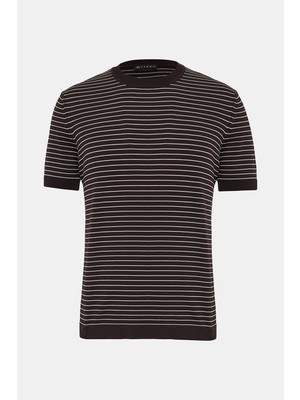 Vakko Brown Round Neck Short Sleeve T-Shirt