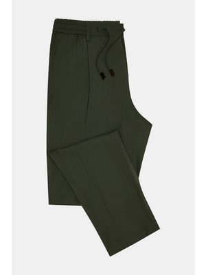 Vakko By Montecore Light Khaki Flat-Front Elastic Drawstring Waist Pants