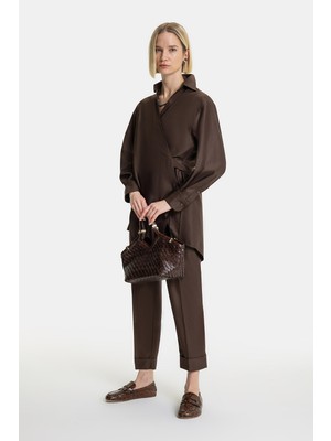 Vakko Brown Slim-Leg Trousers