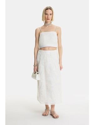 Vakko By Peserıco Ecru Midi Skirt