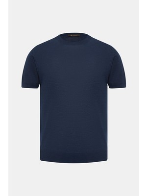 Vakko Crew Neck Short Sleeve Fine Knit Top