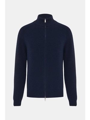 Vakko Zip-Up Knit Cardigan
