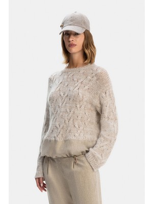 Fabiana Filippi Fabıana Fılıppı Beige Crew Neck Knit Sweater