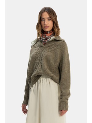 Vakko Khaki Wool Knitwear