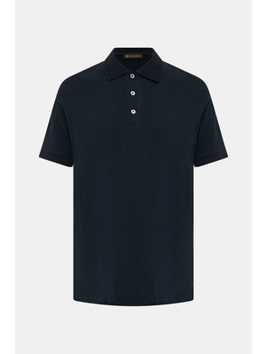 Vakko Buttoned Polo Collar Short Sleeve T-Shirt