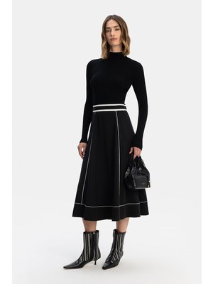 Vakko Black Knit Blend Dress