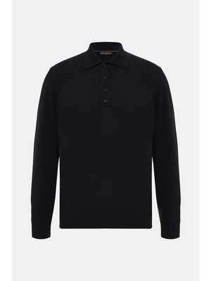 Vakko Buttoned Polo Collar Knitwear