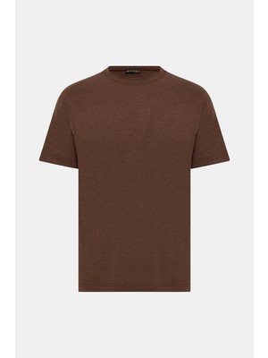 Vakko Crew Neck Short Sleeve Linen T-Shirt