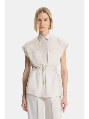 Vakko By Peserıco Beige Short Sleeve Shirt