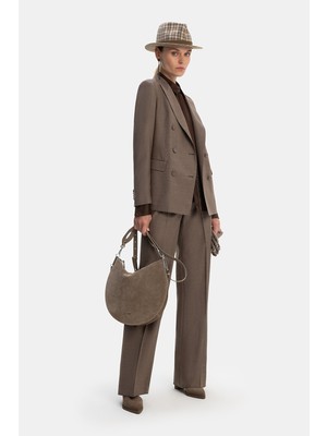 Vakko Dark Mink Straight-Leg Trousers