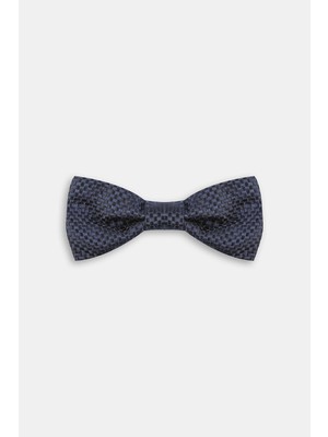 Vakko Patterned Silk Navy Bow Tie