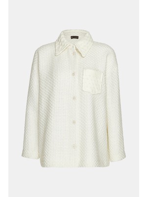 Vakko Ecru Textured Jacket