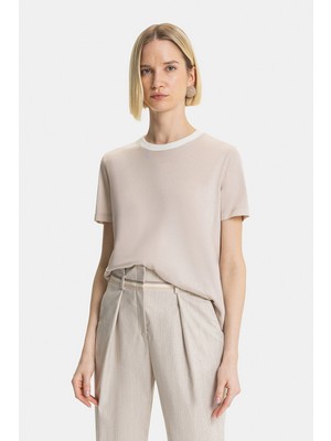 Vakko Beige Silk Short Sleeve Knitwear