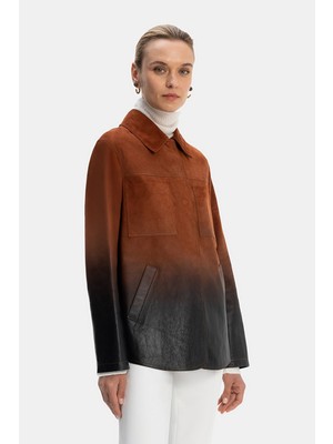 Vakko Tan Gradient Leather Jacket