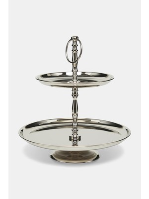 Vakko Set Of 2 Silver Detail Serving Stands