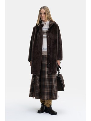 Vakko Brown Tulle Plaid Skirt
