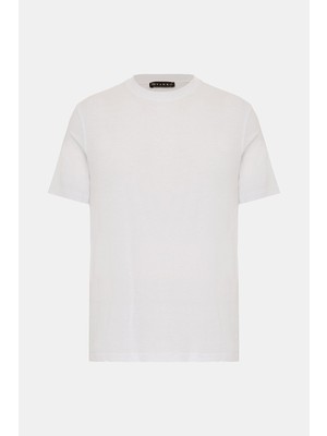 Vakko Crew Neck Short Sleeve Linen T-Shirt