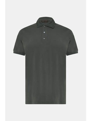 Vakko Buttoned Polo Collar Short Sleeve T-Shirt