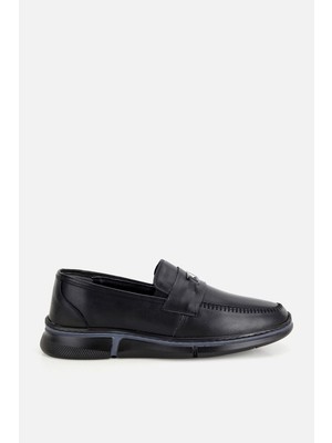 Yaya By Hotiç Erkek Siyah Deri Metal Tokalı Klasik Loafer