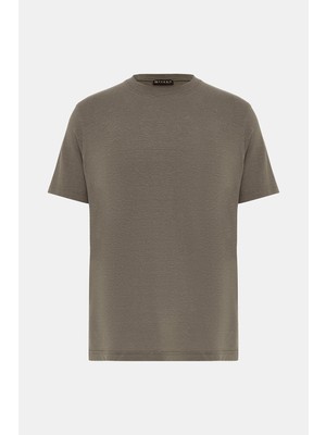 Vakko Crew Neck Short Sleeve Linen T-Shirt