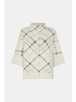 Vakko Ecru Plaid Coat