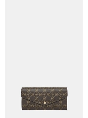Vakko Brown Monogram Leather Wallet