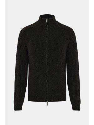 Vakko Zip-Up Knit Cardigan