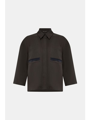 Vakko Dark Brown Three-Quarter Sleeve Shirt