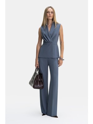 Vakko Grey Straight-Leg Trousers