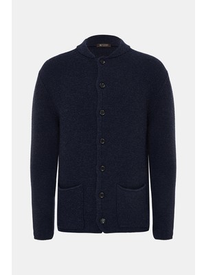 Vakko Stand Collar Knit Cardigan