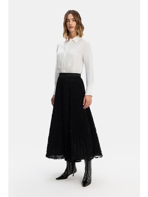 Vakko Black Lace Midi Skirt