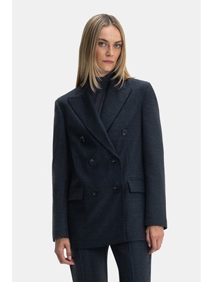 Vakko Grey Double-Breasted Jacket