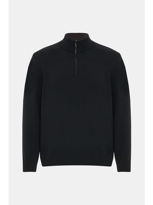 Vakko Zip Mock Neck Knit Sweater
