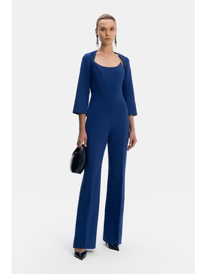 Vakko Saxe Blue Long Jumpsuit