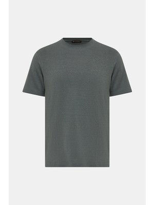 Vakko Crew Neck Short Sleeve Linen T-Shirt