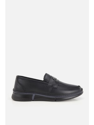 Yaya By Hotiç Erkek Siyah Deri Metal Tokalı Klasik Loafer