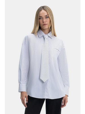 Vakko Brown Striped Shirt With Tie
