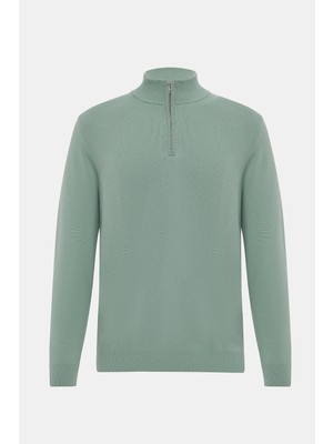 Vakko Zippered Collar Thick Sweater