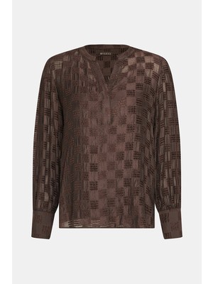 Vakko Brown Long Sleeve Blouse