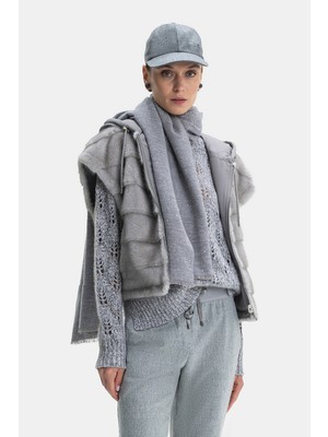 Vakko Light Grey Faux Fur Coat