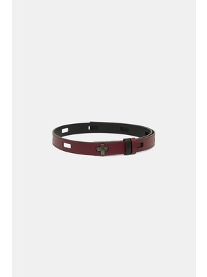 Vakko By Lorena Antonıazzı Burgundy Leather Belt