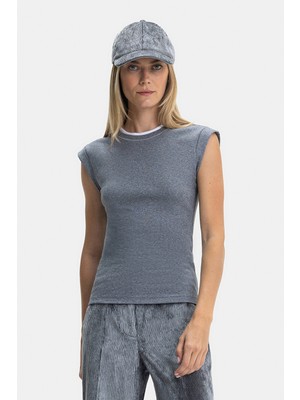 Vakko By Peserıco Grey Sleeveless T-Shirt
